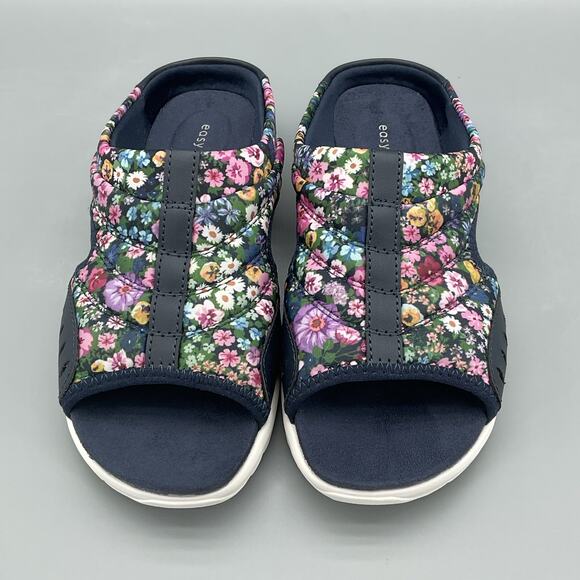 NEW Easy Spirit Women’s Traciee Floral Slide Sandals Dark Blue Size 6W - Picture 3 of 10